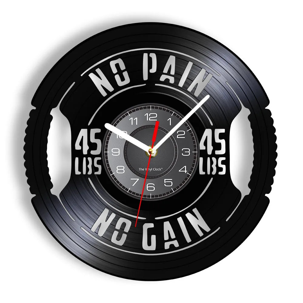 Fitness Equipment Theme Vinyl Record Fitness Wall Clock Home Decoration Gym Wall Mounted Modern Fitness Watch