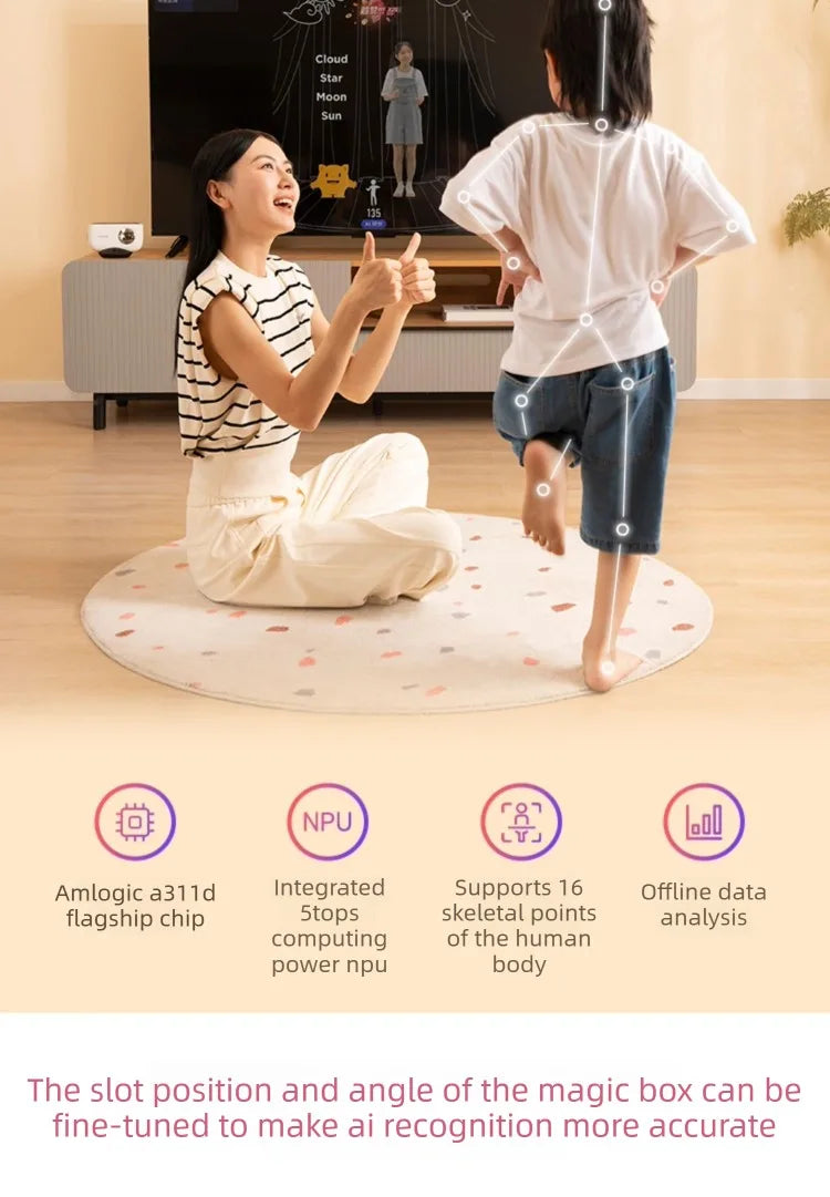 Fitness Magic Box AI, Intelligent Somatosensory Exercise, TV Projection, Console Game Dance Machine Home Fitness Equipment
