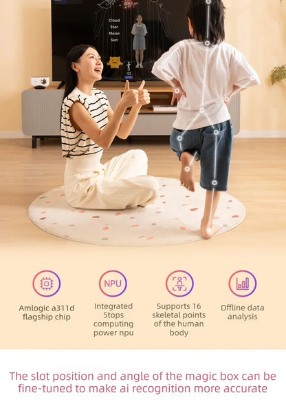 Fitness Magic Box AI, Intelligent Somatosensory Exercise, TV Projection, Console Game Dance Machine Home Fitness Equipment