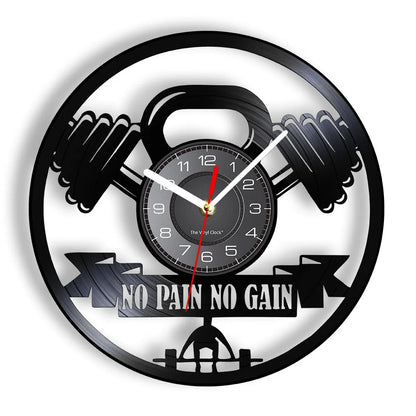 Fitness Equipment Theme Vinyl Record Fitness Wall Clock Home Decoration Gym Wall Mounted Modern Fitness Watch