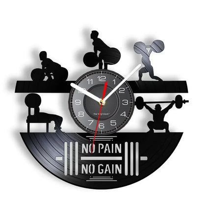 Fitness Equipment Theme Vinyl Record Fitness Wall Clock Home Decoration Gym Wall Mounted Modern Fitness Watch